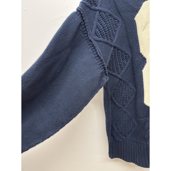 Aaron & Amber Relaxed Varsity Sporty 88 Cotton Cable Knit Sweater Small #15 - Picture 5 of 8